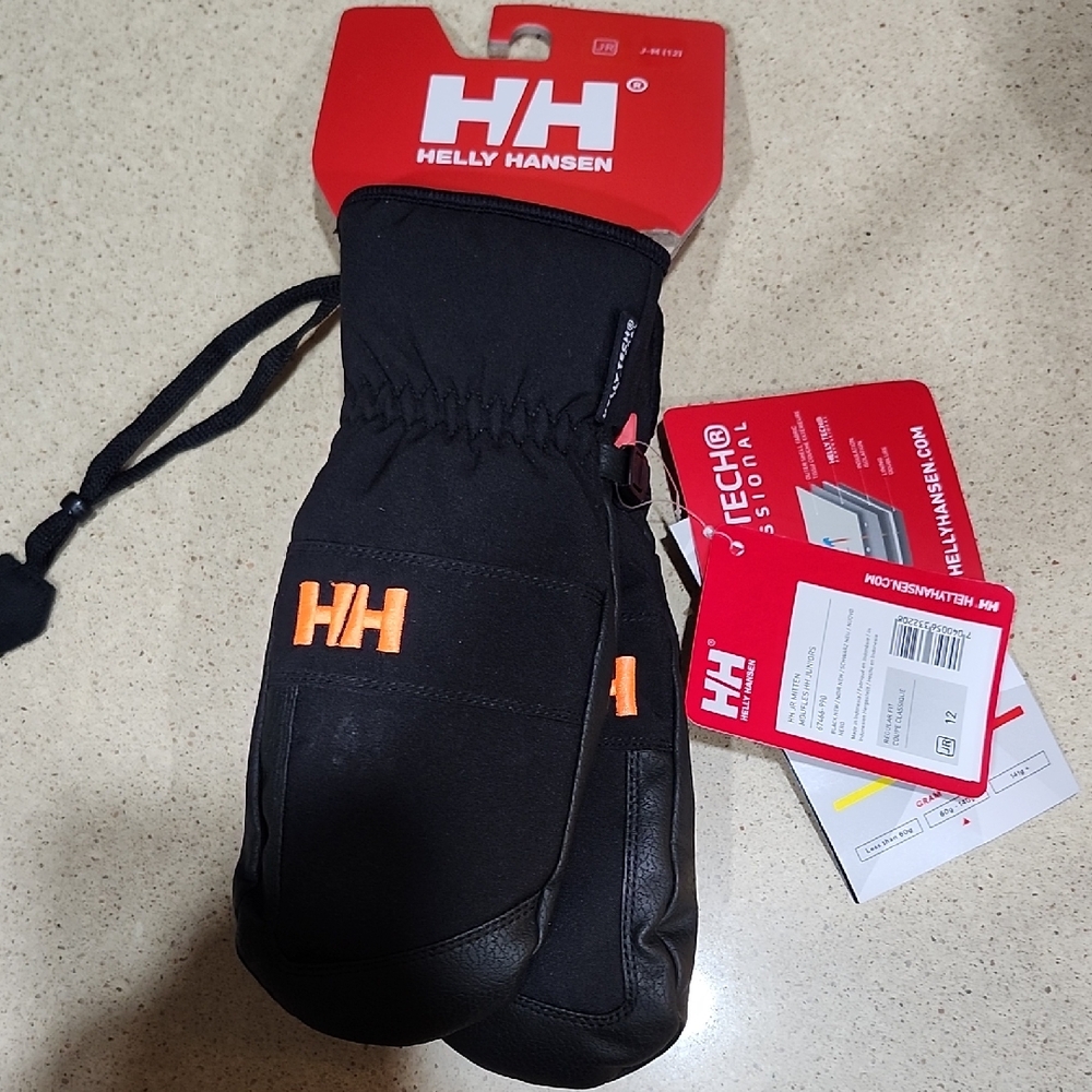 Helly Hansen Black and Orange Mittens